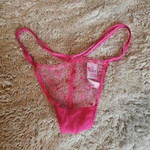 Victoria's Secret Hot Pink Heart Mesh Thong